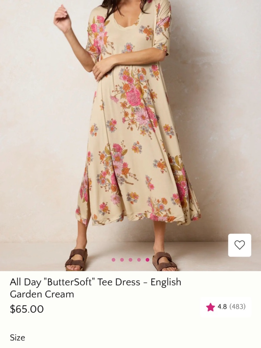 NATURAL LIFE Cream Maxi Dress with Pink Floral Print - Picture 2 of 6